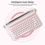 ACTTO B305 Wireless Typewriter Keyboard, Retro Bluetooth Aesthetic Keyboard with Integrated Stand for Multi-Device