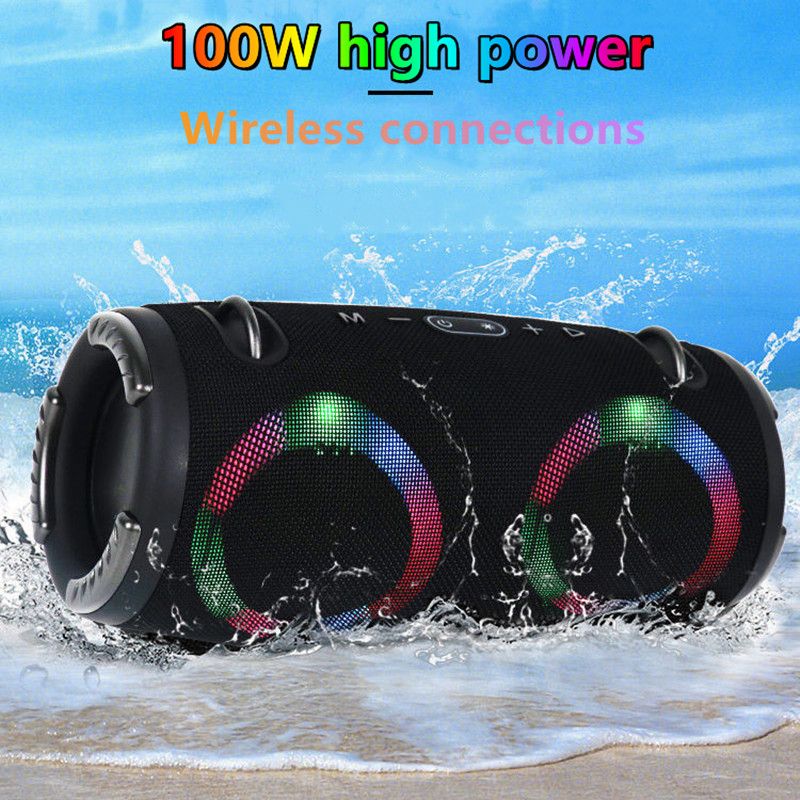 100W high power bluetooth speaker portable RGB colorful light waterproof wireless subwoofer360stereo surround TWS Caixa de som - Large Size