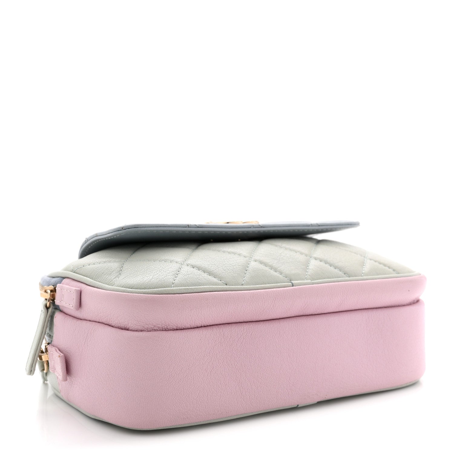 Goatskin Quilted Waist Bag Green Blue Pink