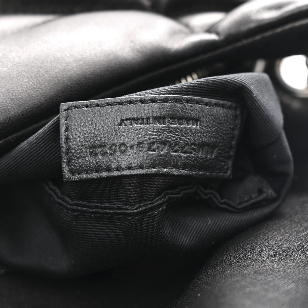 Lambskin Quilted Small Loulou Puffer Monogram Chain Satchel Black