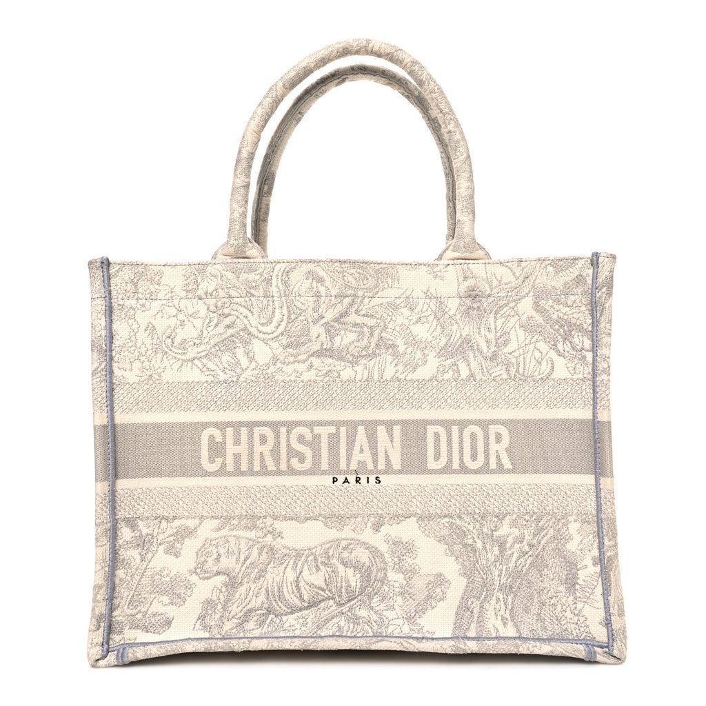 Canvas Embroidered Medium Dioriviera Toile De Jouy Book Tote Gray