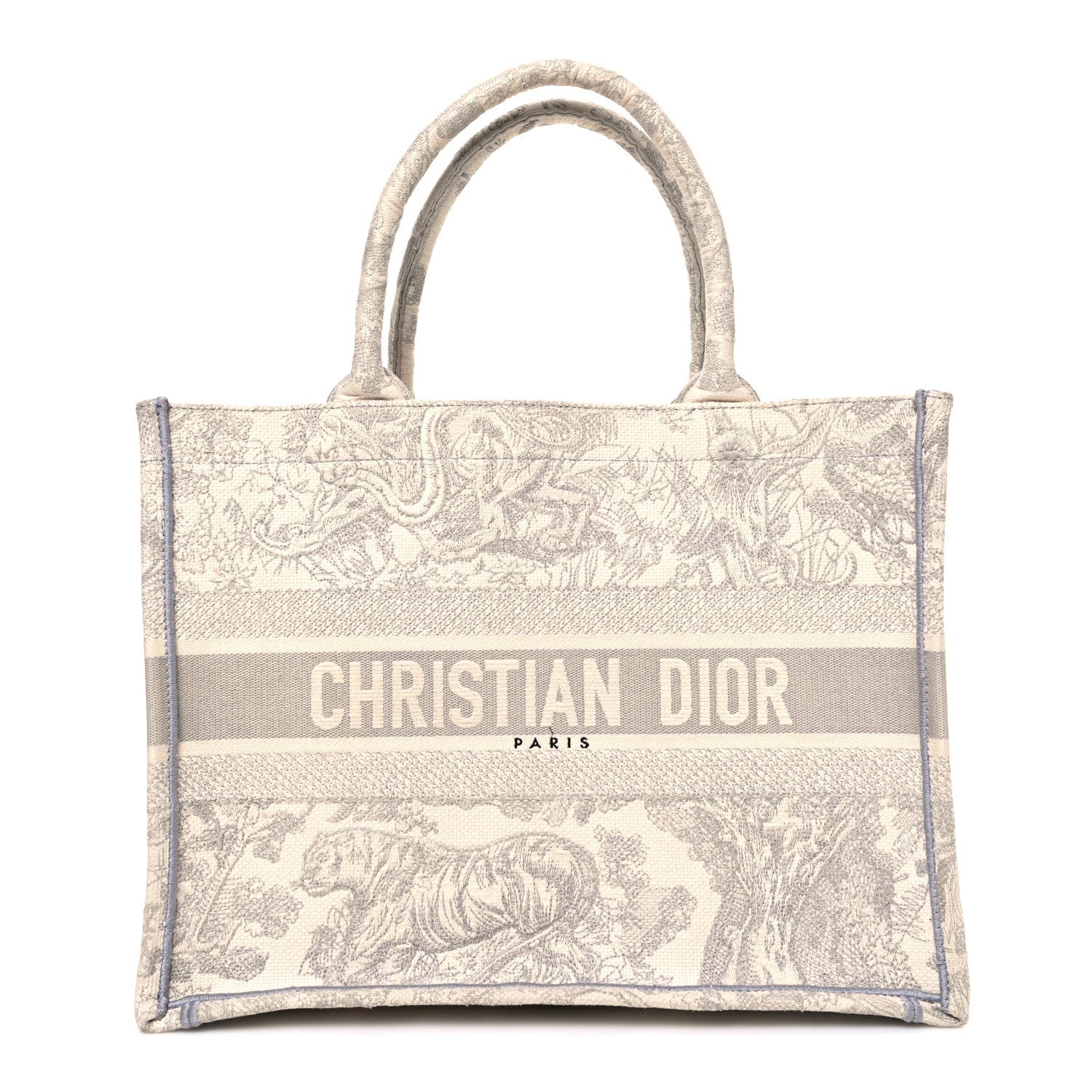 Canvas Embroidered Medium Dioriviera Toile De Jouy Book Tote Gray