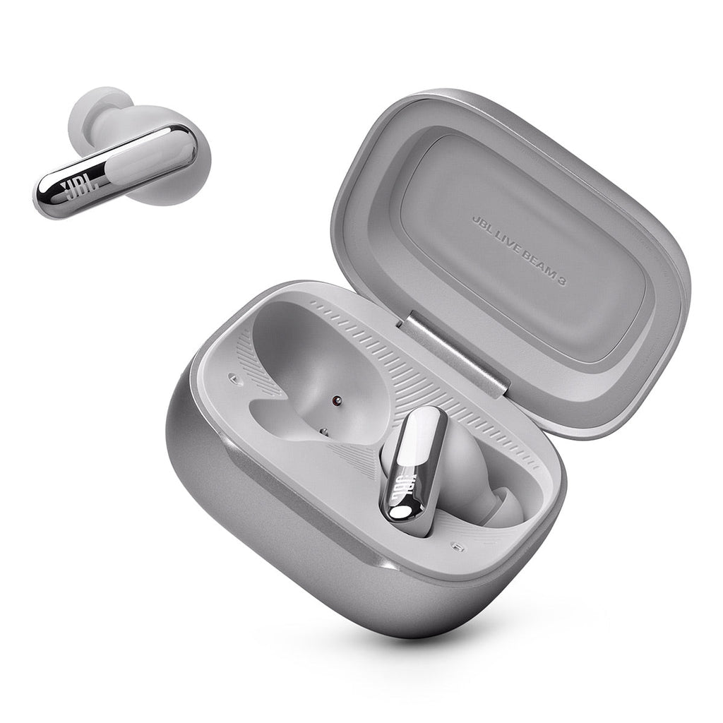 JBL Live Beam 3 Noise-Cancelling Earbuds with Smart Case (Silver)