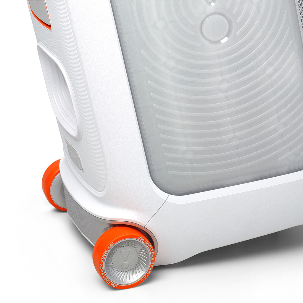 JBL PartyBox Stage 320 Portable Party Speaker with Wireless Two Microphone System (White)