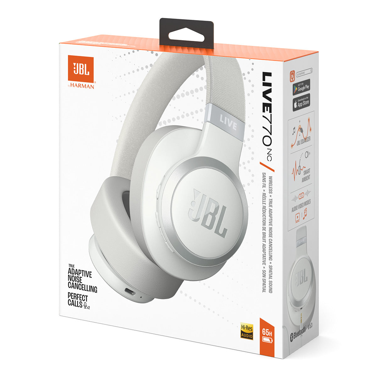 JBL Live 770NC Wireless Over Ear Noise Cancelling Headphone Bundle with gSport Case (White)