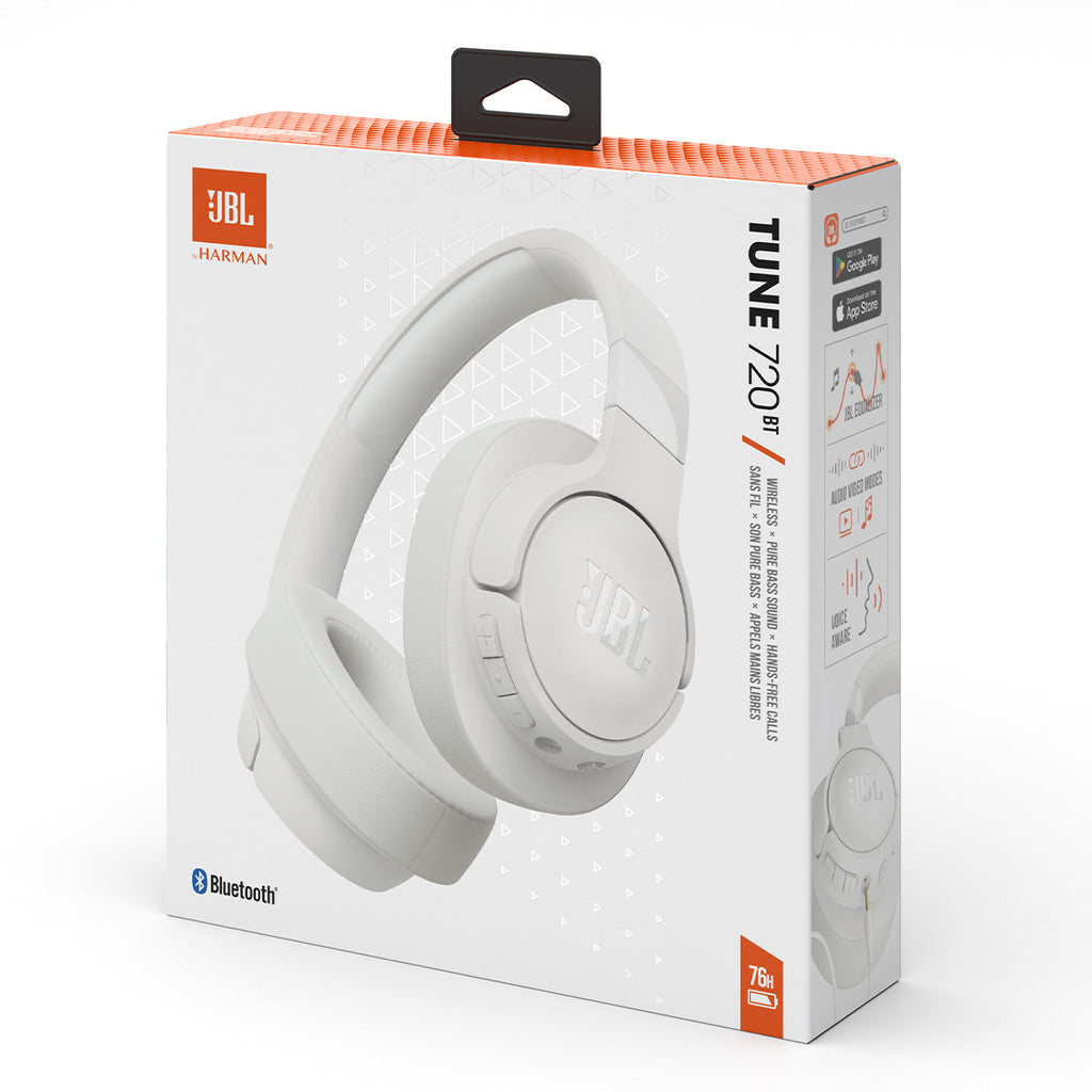 JBL Tune 720BT Wireless Over Ear Bluetooth Headphone Bundle with gSport Case (White)