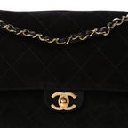 Suede Calfskin Small Souplissimo Maxi Flap Black