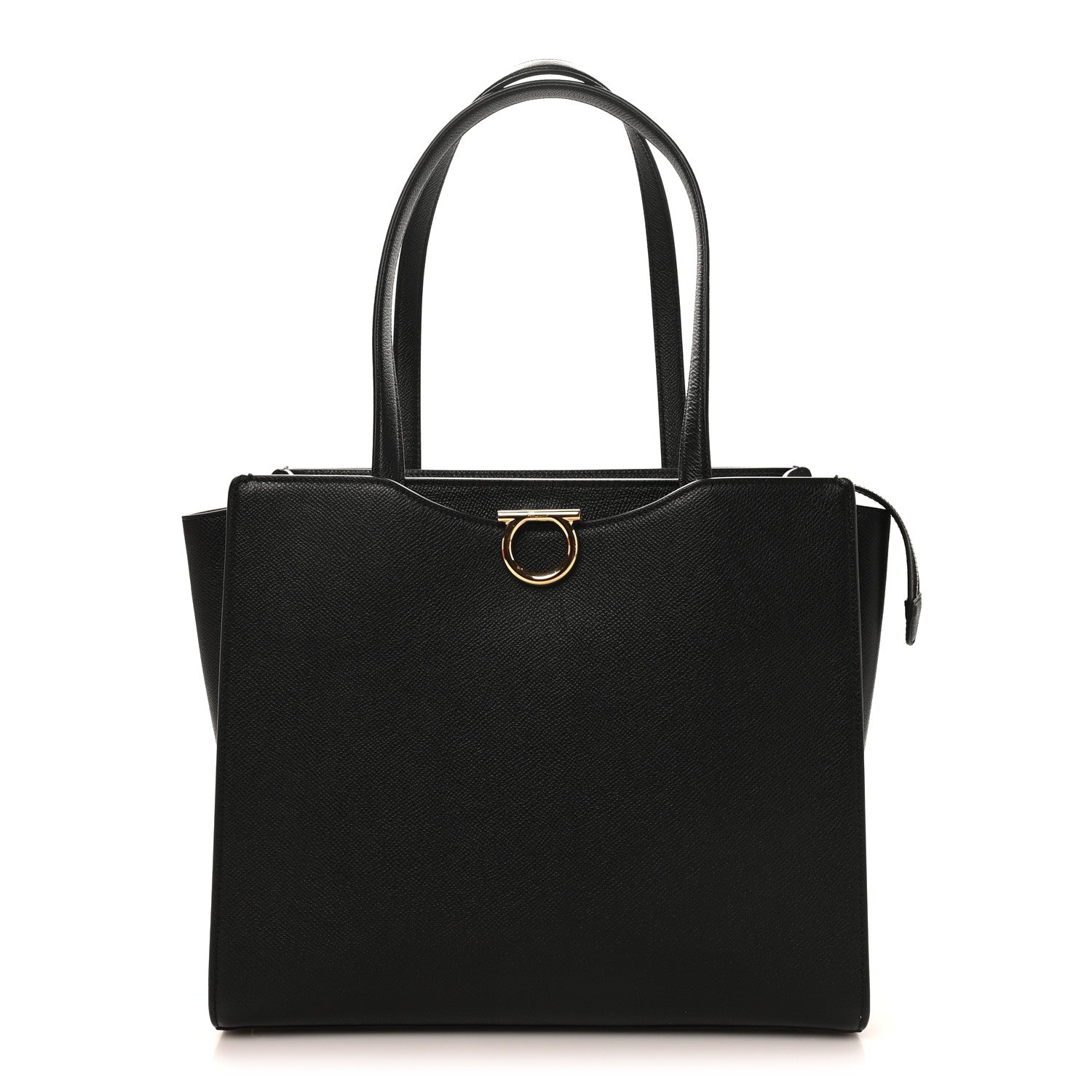 Grainy Calfskin Gemini Tote Black