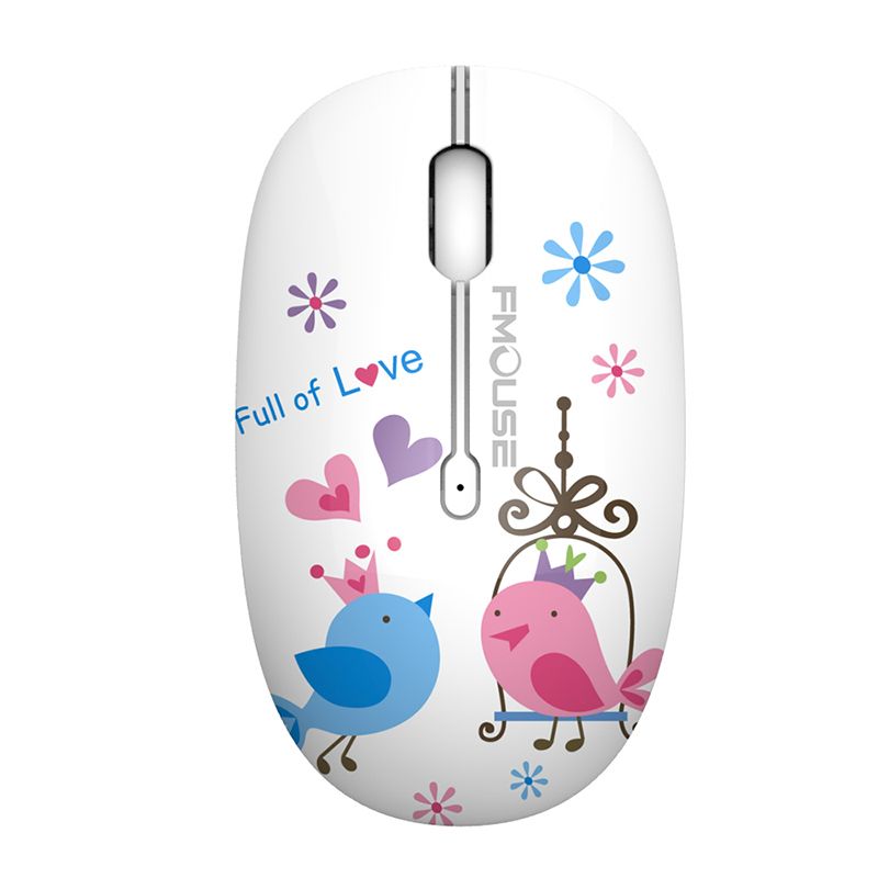 M101 Ergonomics Wireless Mouse 2.4G Cute Optical Cartoon Computer Silent Mice With USB Receiver for Laptop Kid Girl Gift Macbook - flower