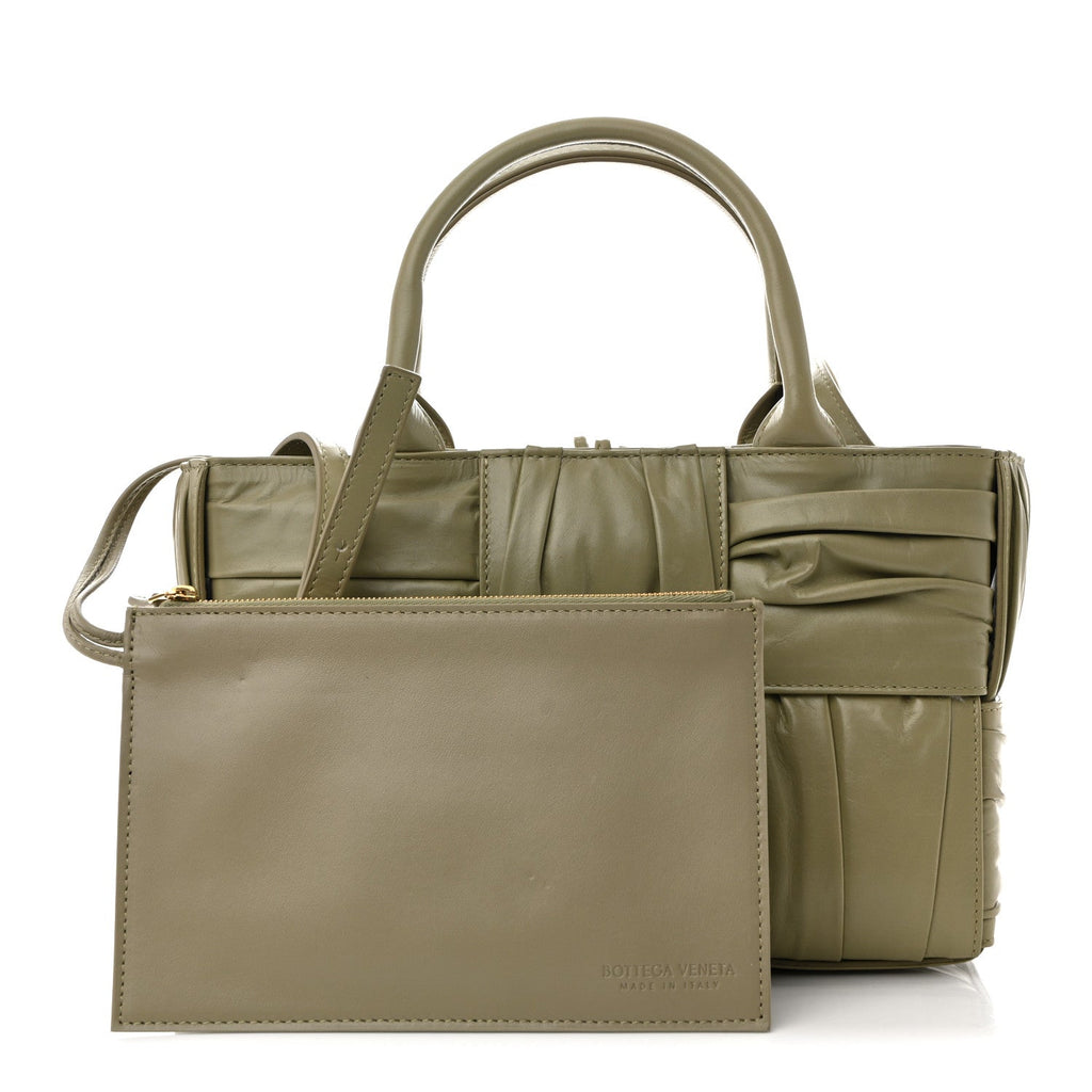 Foulard Intrecciato Pleated Arco Tote Travertine