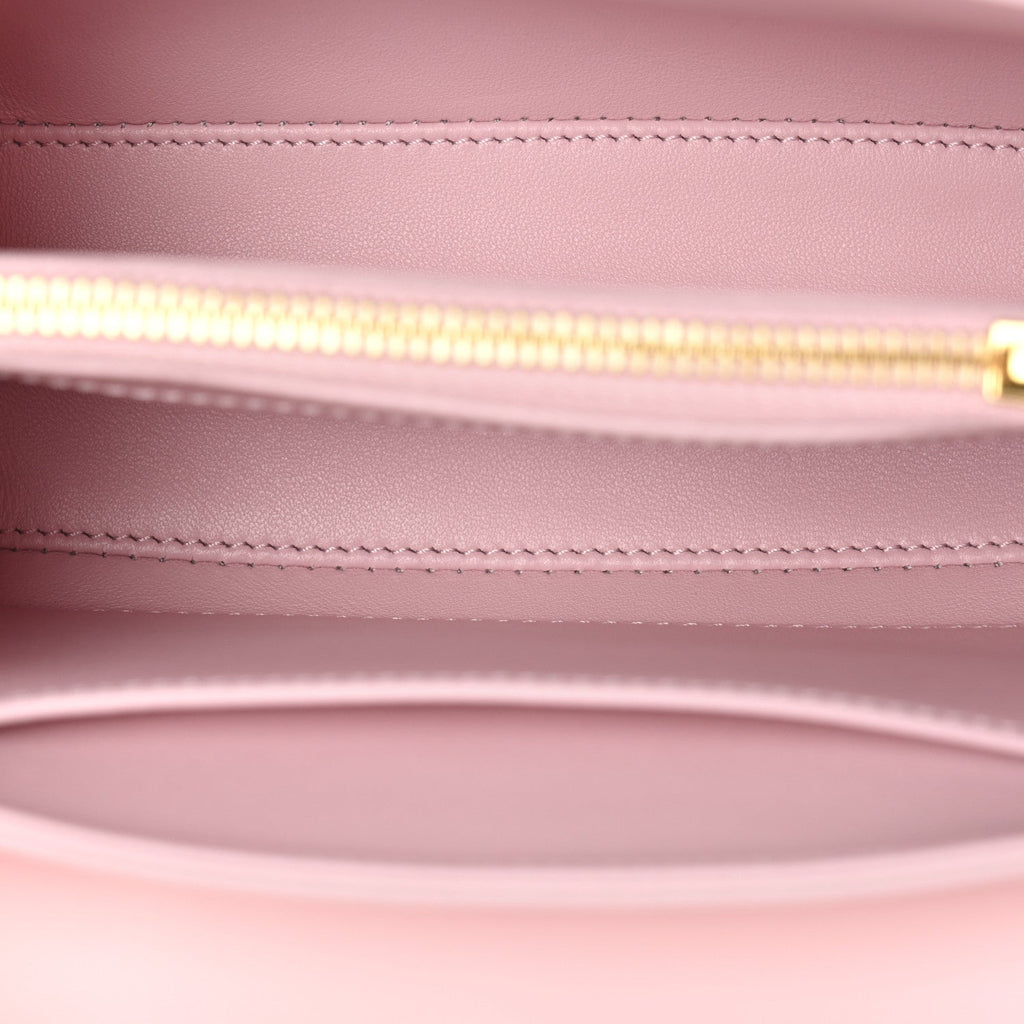 Satinated Calfskin Mini 16 Top Handle Bag Pastel Pink