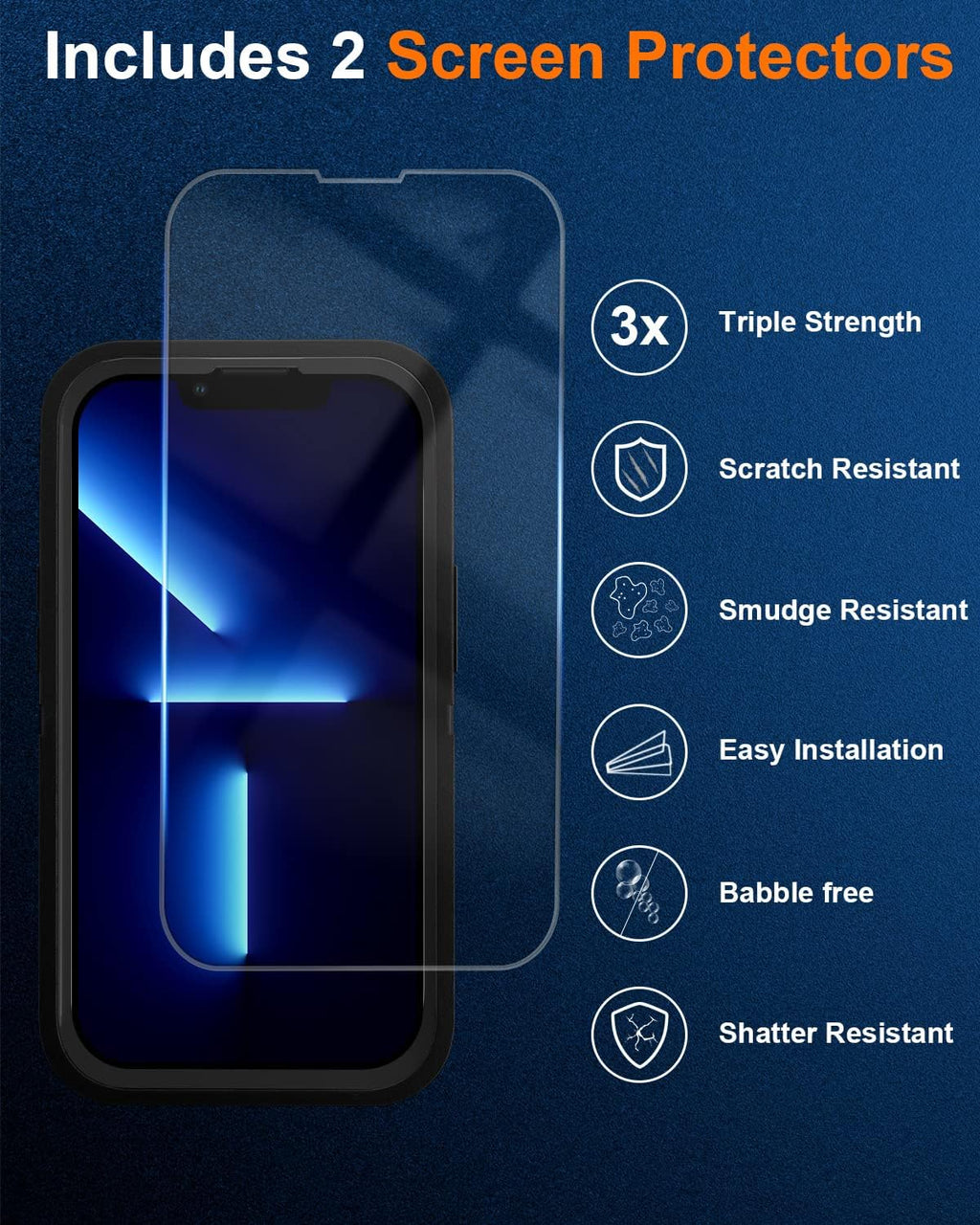Entronix Bundle Compatible with iPhone 12 Pro Max - Heavy Duty Case & 2 Clear Screen Protectors