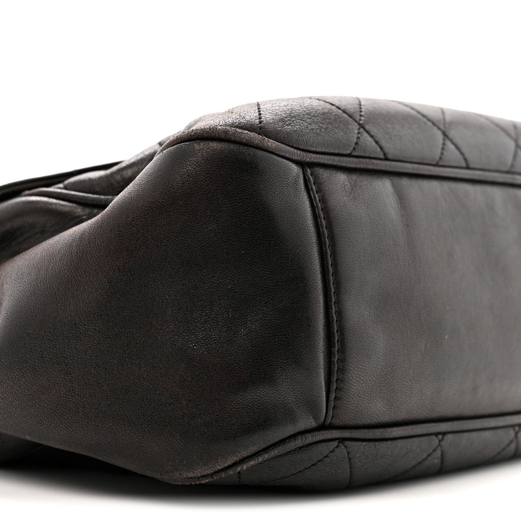 Lambskin Quilted Flap Shoulder Bag Black