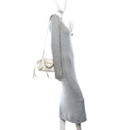 Semi Shiny Calfskin Crocodile Embossed Neo Classic Silver Hardware Nano City Crossbody White
