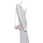 X KEN SCOTT Calfskin Matelasse Floral Print Super Mini GG Marmont Shoulder Bag Ivory Pink