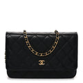 Caviar Quilted Wallet on Chain WOC Black