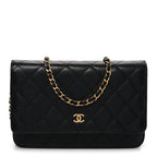 Caviar Quilted Wallet on Chain WOC Black