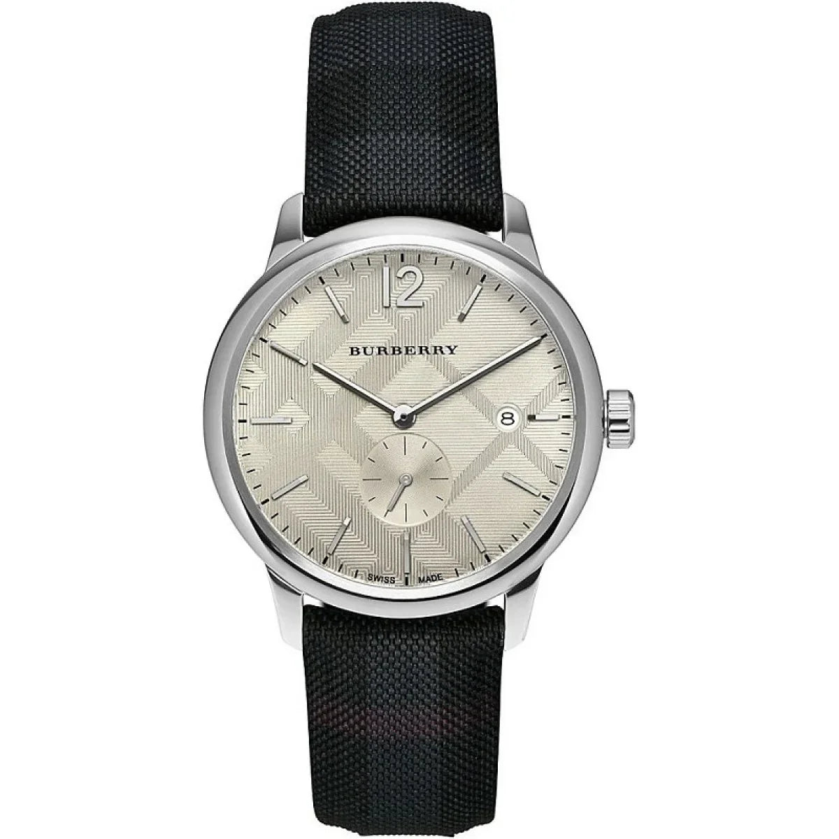 Burberry Men's Check Stamped Black White Watch