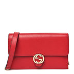 Dollar Calfskin Interlocking G Chain Wallet Red
