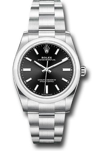 Rolex Oyster Perpetual 34 Watch - Domed Bezel - Black Index Dial
