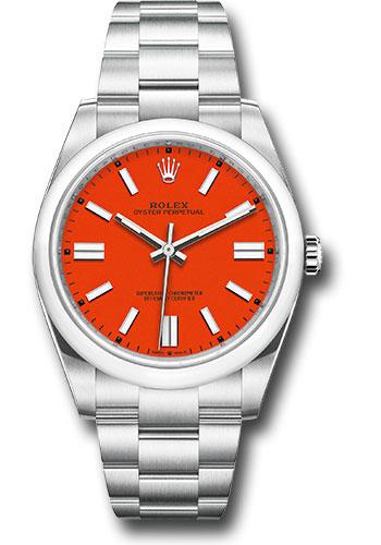 Rolex Oyster Perpetual 41  - Coral Red Index Dial - Oyster Bracelet - 124300 reio
