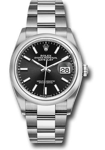 Rolex Steel Datejust 36  - Black Index Dial - Oyster Bracelet - 126200 bkio