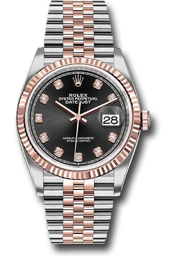 Rolex Steel and Everose Rolesor Datejust 36  - Black Diamond Dial - Jubilee Bracelet - 126231 bkdj