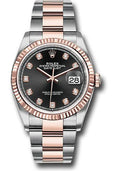 Rolex Steel and Everose Rolesor Datejust 36  - Black Diamond Dial - Oyster Bracelet - 126231 bkdo