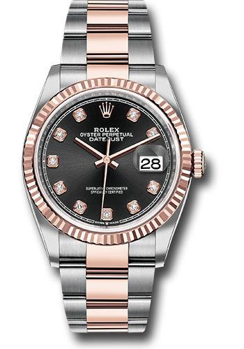 Rolex Steel and Everose Rolesor Datejust 36  - Black Diamond Dial - Oyster Bracelet - 126231 bkdo
