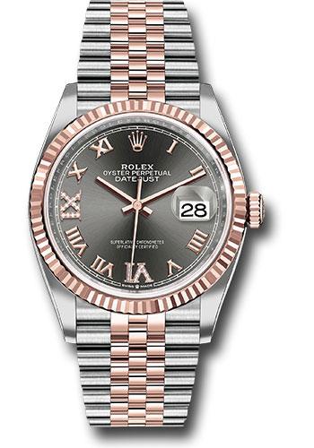 Rolex Steel and Everose Rolesor Datejust 36  - Dark Rhodium Roman Dial - Jubilee Bracelet - 126231 dkrdr69j