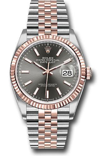 Rolex Steel and Everose Rolesor Datejust 36  - Dark Rhodium Index Dial - Jubilee Bracelet - 126231 dkrij