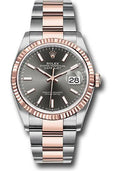 Rolex Steel and Everose Rolesor Datejust 36  - Dark Rhodium Index Dial - Oyster Bracelet - 126231 dkrio