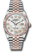 Rolex Steel and Everose Rolesor Datejust 36  - White Mother-Of-Pearl Diamond Dial - Jubilee Bracelet - 126231 mdj