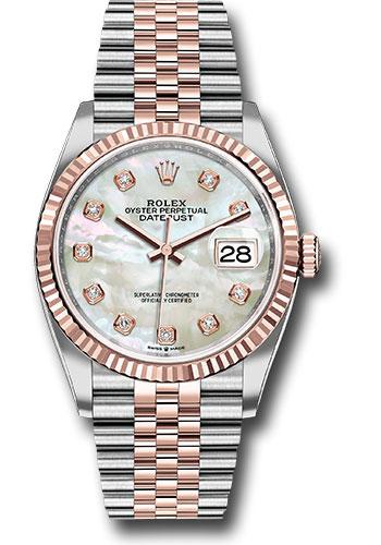 Rolex Steel and Everose Rolesor Datejust 36  - White Mother-Of-Pearl Diamond Dial - Jubilee Bracelet - 126231 mdj