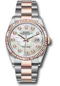 Rolex Steel and Everose Rolesor Datejust 36  - White Mother-Of-Pearl Diamond Dial - Oyster Bracelet - 126231 mdo