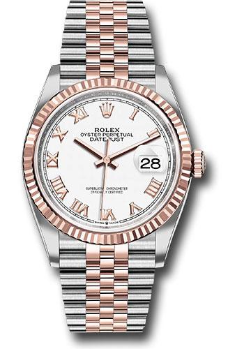 Rolex Steel and Everose Rolesor Datejust 36  - White Roman Dial - Jubilee Bracelet - 126231 wrj