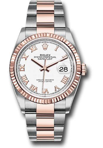 Rolex Steel and Everose Rolesor Datejust 36  - White Roman Dial - Oyster Bracelet - 126231 wro