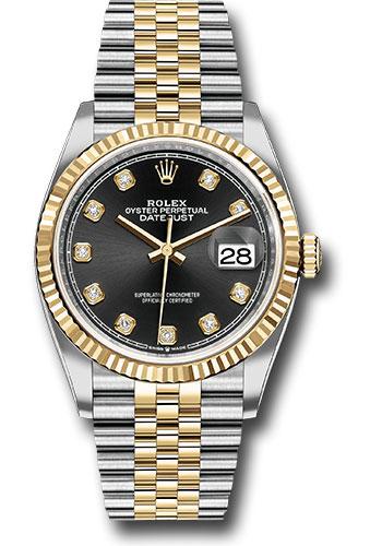 Rolex Steel and Yellow Gold Rolesor Datejust 36  - Black Diamond Dial - Jubilee Bracelet - 126233 bkdj