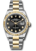 Rolex Steel and Yellow Gold Rolesor Datejust 36  - Black Diamond Dial - Oyster Bracelet - 126233 bkdo