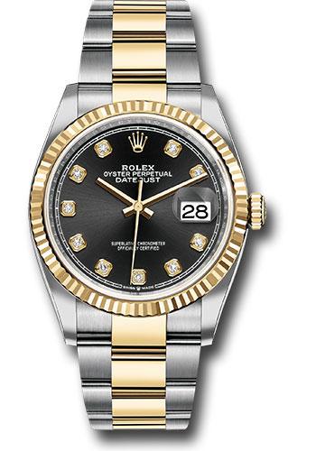 Rolex Steel and Yellow Gold Rolesor Datejust 36  - Black Diamond Dial - Oyster Bracelet - 126233 bkdo