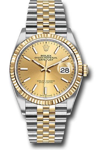 Rolex Steel and Yellow Gold Rolesor Datejust 36  - Champagne Index Dial - Jubilee Bracelet - 126233 chij