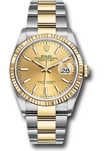 Rolex Steel and Yellow Gold Rolesor Datejust 36  - Champagne Index Dial - Oyster Bracelet - 126233 chio
