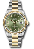 Rolex Steel and Yellow Gold Rolesor Datejust 36  - Olive Green Roman Dial - Oyster Bracelet - 126233 ogdr69o
