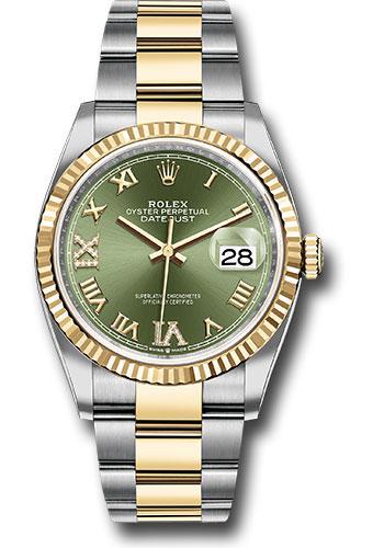 Rolex Steel and Yellow Gold Rolesor Datejust 36  - Olive Green Roman Dial - Oyster Bracelet - 126233 ogdr69o