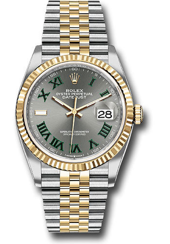 Rolex Yellow Rolesor Datejust 36  - Slate Roman Dial - Jubilee Bracelet - 126233