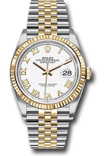 Rolex Steel and Yellow Gold Rolesor Datejust 36  - White Roman Dial - Jubilee Bracelet - 126233 wrj