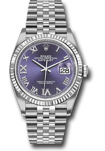 Rolex Steel Datejust 36  - Aubergine Purple Diamond Roman VI and IX Dial - Jubilee Bracelet - 126234 audr69j