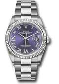 Rolex Steel Datejust 36  - Aubergine Purple Diamond Roman VI and IX Dial - Oyster Bracelet - 126234 audr69o