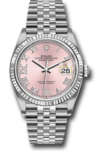 Rolex Steel Datejust 36  - Pink Diamond Roman VI and IX Dial - Jubilee Bracelet - 126234 pdr69j