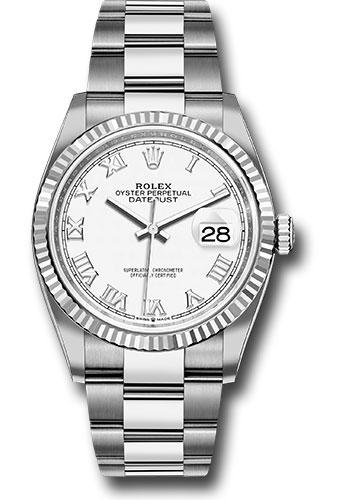 Rolex Steel Datejust 36  - White Roman Dial - Oyster Bracelet - 126234 wro